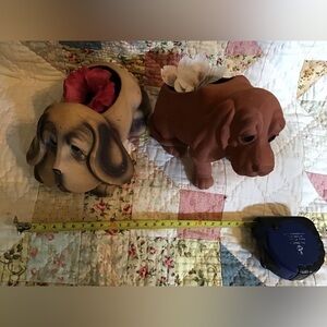 Vintage hound dog planters